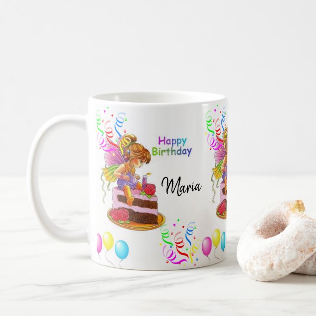 Taza De Café Feliz cumpleaños Fairy Mug (Con donut)