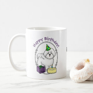 Taza De Café Feliz cumpleaños (Fiesta) Bichon Frise Dog - lindo