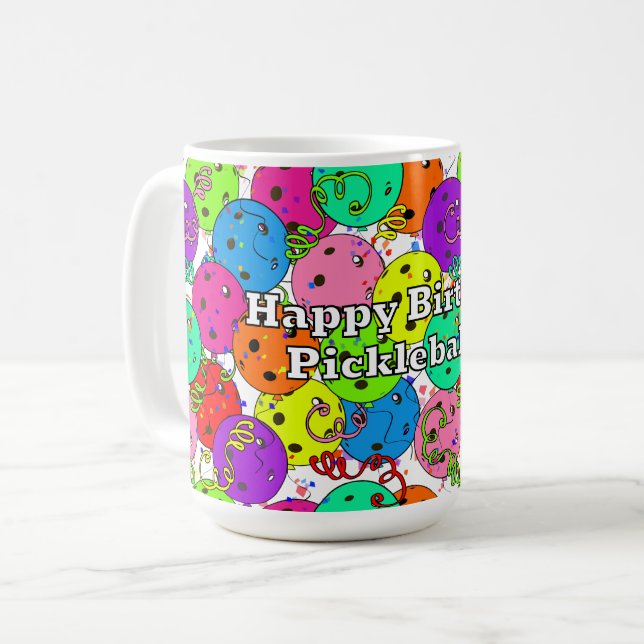 Taza De Café Feliz cumpleaños, globos de bolas de póleo Confett (Anverso izquierdo)