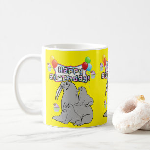 Taza De Café Feliz cumpleaños Globos de foco gris de Mug