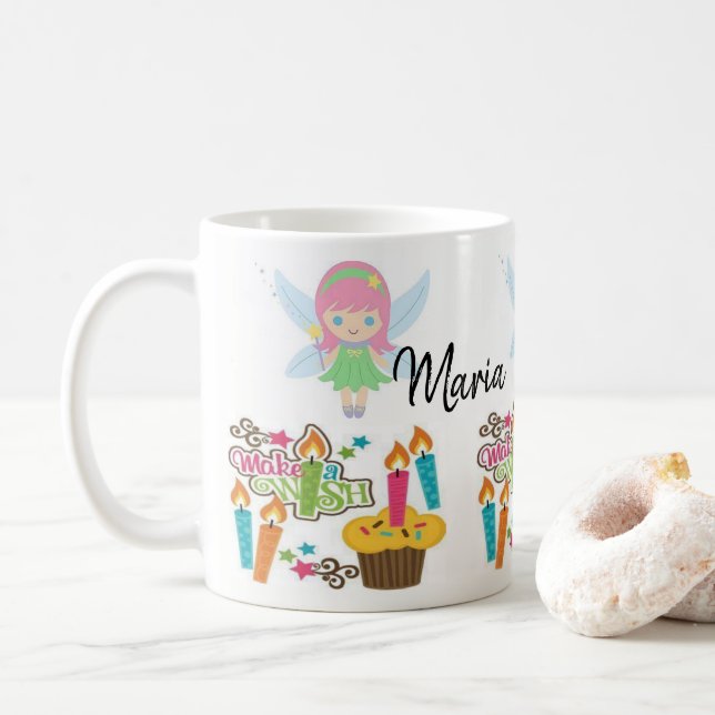 Taza De Café Feliz cumpleaños, hazte una tontería de deseo (Con donut)