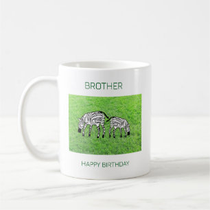 Taza De Café Feliz cumpleaños hermano, dulce y feliz Cebras