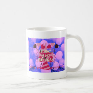 Taza De Café Feliz cumpleaños Hoy es mi cumpleaños, globos azul