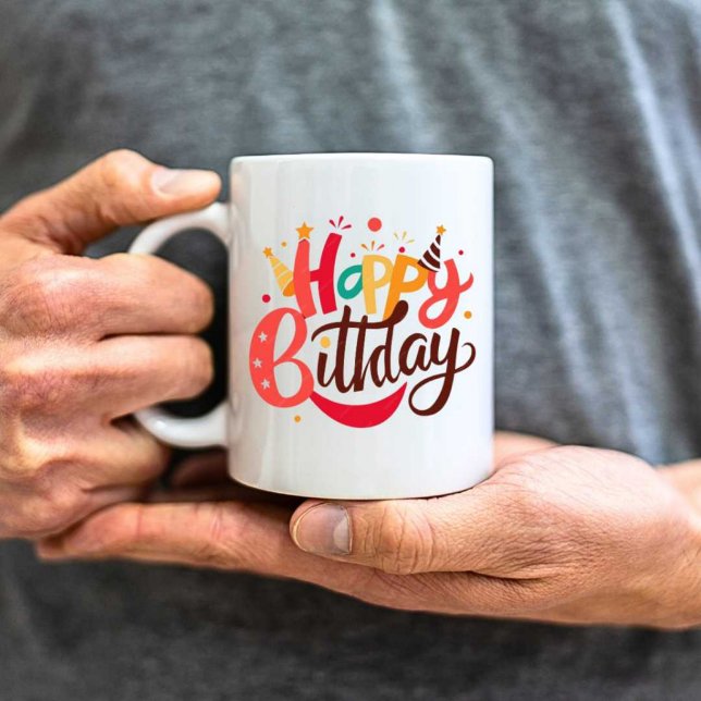 Taza De Café Feliz cumpleaños Imprimir café blanco moderno (Subido por el creador)