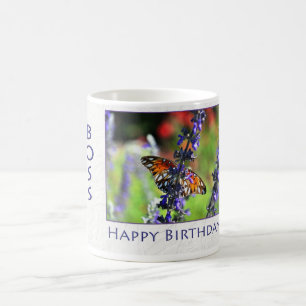 Taza De Café Feliz cumpleaños jefe mariposa floral