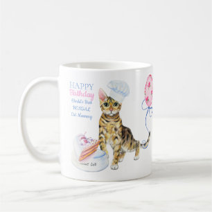Taza De Café Feliz cumpleaños, mamá de gato bengalí - Añadir no