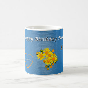 Taza De Café Feliz cumpleaños, mamá Mariposa Floral