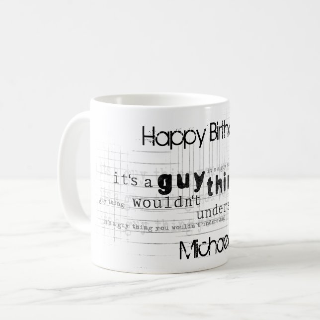 Taza De Café Feliz cumpleaños masculino personalizado para él (Anverso izquierdo)