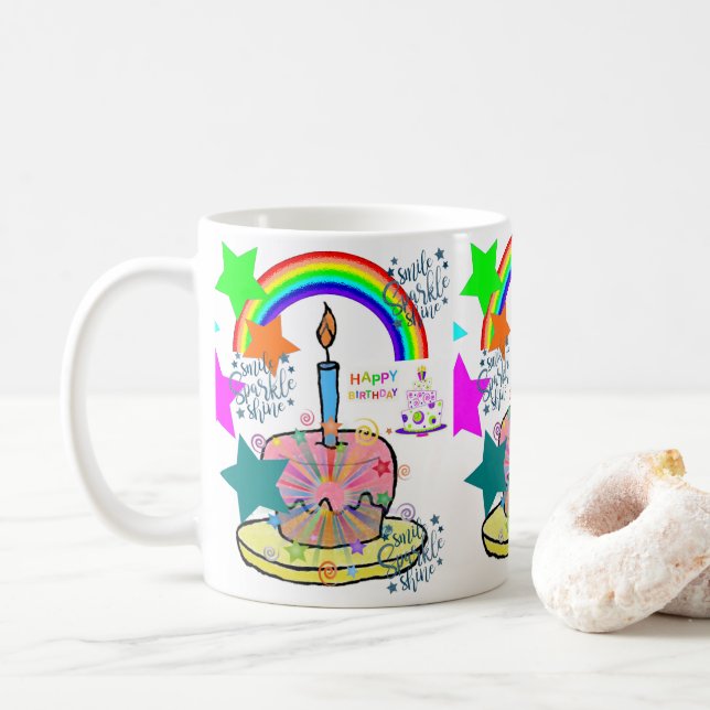 Taza De Café Feliz cumpleaños Mug (Con donut)