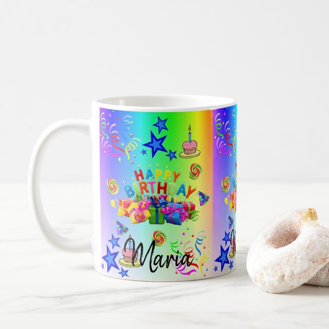 Taza De Café Feliz cumpleaños Mug (Con donut)
