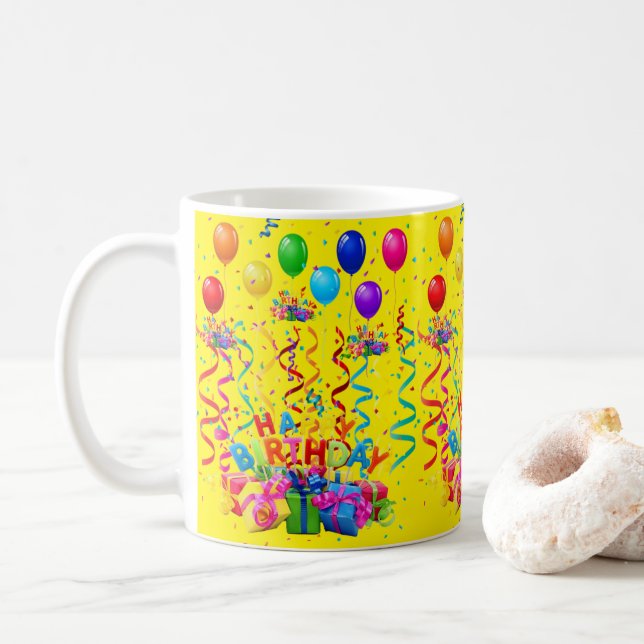 Taza De Café Feliz cumpleaños Mug (Con donut)
