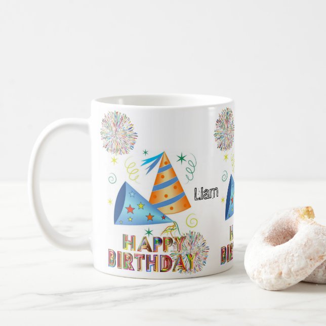 Taza De Café Feliz cumpleaños Mug (Con donut)