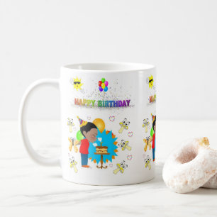 Taza De Café Feliz cumpleaños Mug African Boy Mushrooms