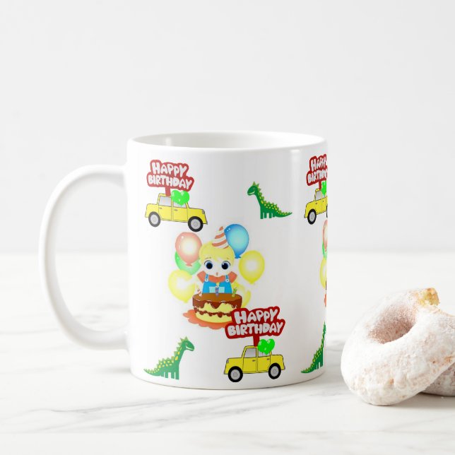 Taza De Café Feliz cumpleaños Mug Alligator (Con donut)