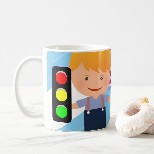 Taza De Café Feliz cumpleaños Mug Boy Traffic Light (Con donut)