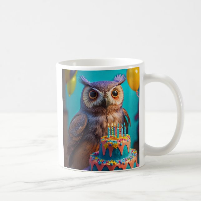 Taza De Café Feliz cumpleaños Mug (búho) (Derecha)