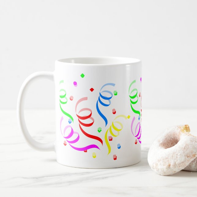 Taza De Café Feliz cumpleaños Mug Confetti (Con donut)