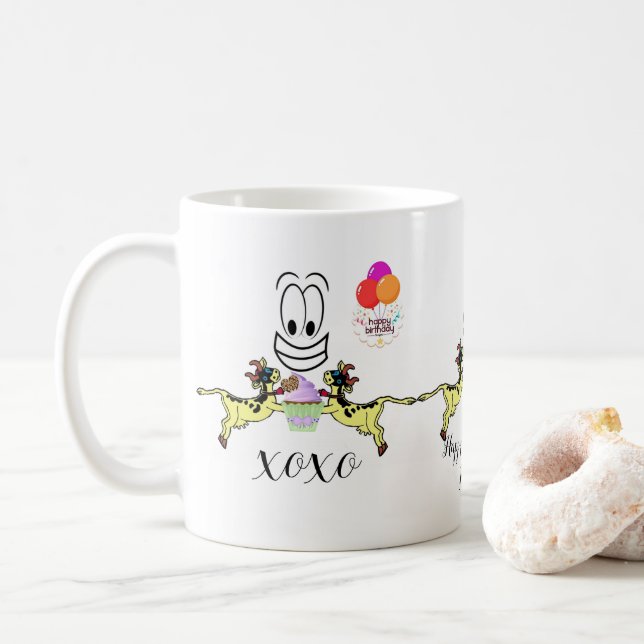 Taza De Café Feliz cumpleaños Mug Cow Cupcake (Con donut)