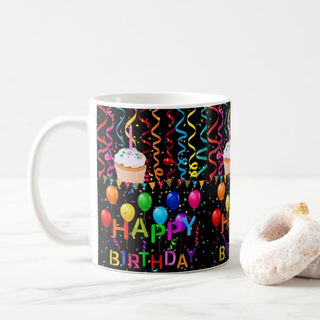 Taza De Café Feliz cumpleaños Mug Cupcake (Con donut)