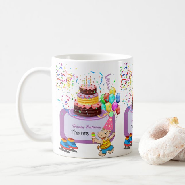 Taza De Café Feliz cumpleaños Mug Hippopótamo (Con donut)