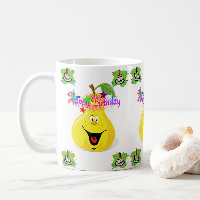 Taza De Café Feliz cumpleaños Mug Pear (Con donut)