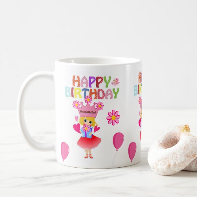 Taza De Café Feliz cumpleaños Mug Princess (Con donut)