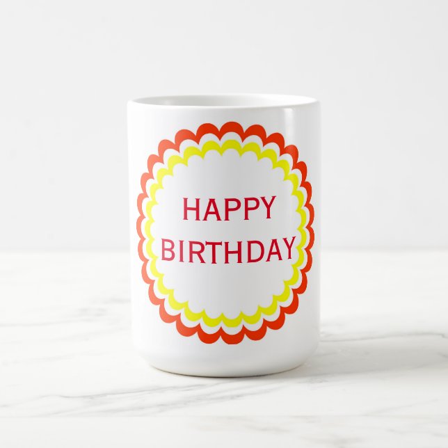 Taza De Café Feliz cumpleaños, Naranja amarillo Mug (Centro)