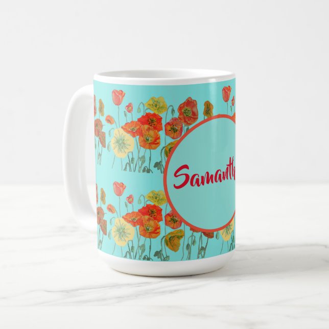 Taza De Café Feliz cumpleaños, Naranja de aquagym mujeres con a (Anverso izquierdo)