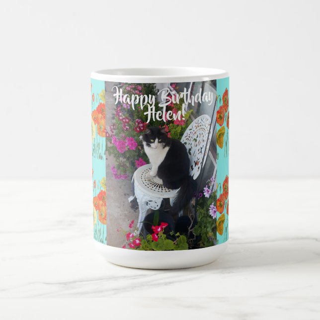 Taza De Café Feliz cumpleaños, Naranja de gatos, mujeres de ama (Centro)