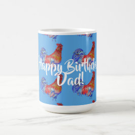 Taza De Café Feliz cumpleaños papá Red Rooster Nombre Mug