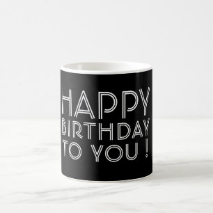 Taza De Café "¡Feliz Cumpleaños Para Ti!" Blanco y negro
