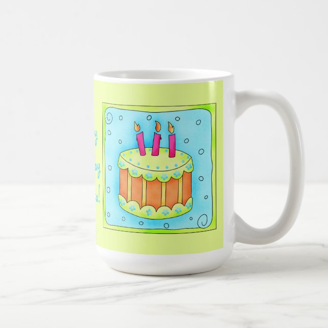 Taza De Café Feliz cumpleaños Pastel verde Lime Mug (Derecha)