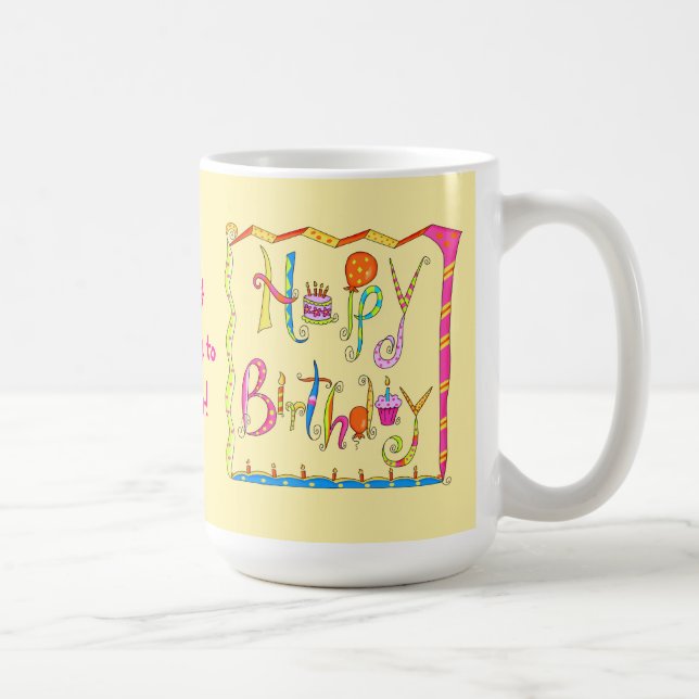 Taza De Café Feliz cumpleaños, peluche amarillo personalizado (Derecha)