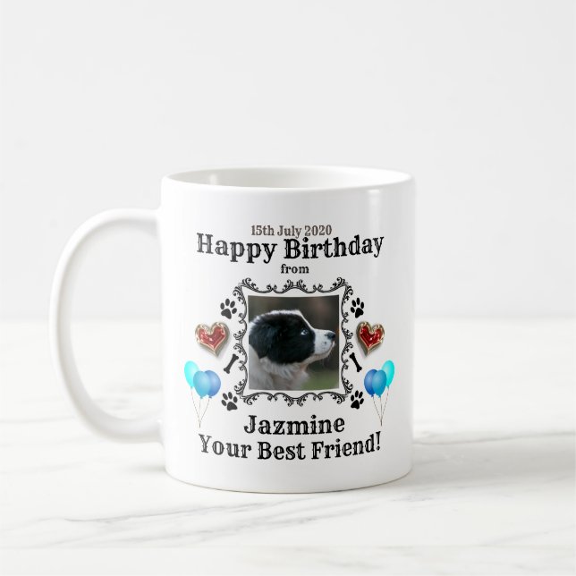 Taza De Café Feliz Cumpleaños Perro Mejor Amigo (Izquierda)