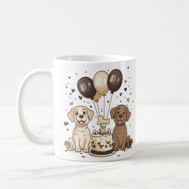 Taza De Café Feliz cumpleaños, perros recuperadores de labrador (Izquierda)