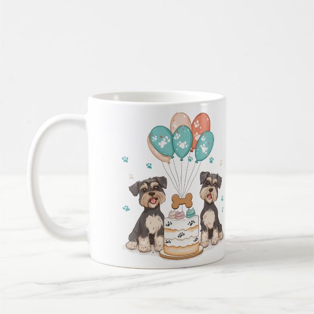 Taza De Café Feliz Cumpleaños Perros Schnauzer (Izquierda)