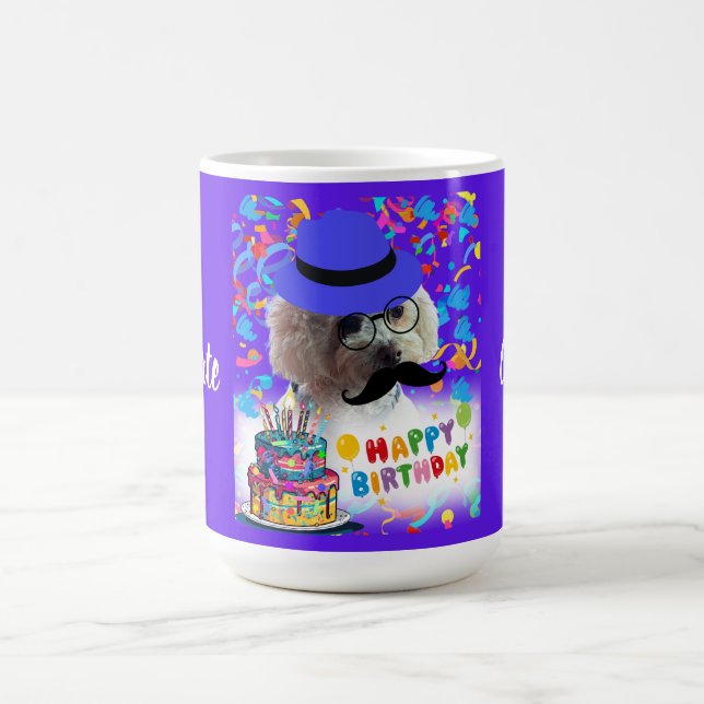 Taza De Café Felíz cumpleaños Poodle Coffee Mug (Centro)