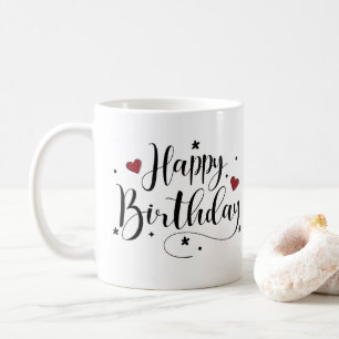 Taza De Café Feliz cumpleaños Script Nombre personalizado Café