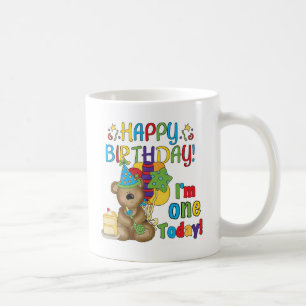 Taza De Café Feliz cumpleaños Teddy Bear primera camisetas y re