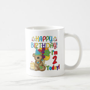 Taza De Café Feliz cumpleaños Teddy Bear segundo cumpleaños