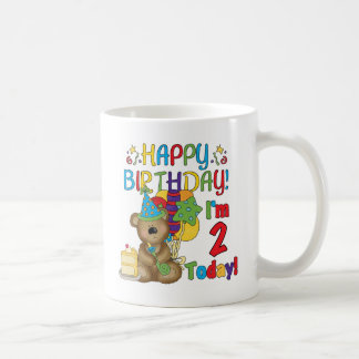 Taza De Café Feliz cumpleaños Teddy Bear segundo cumpleaños
