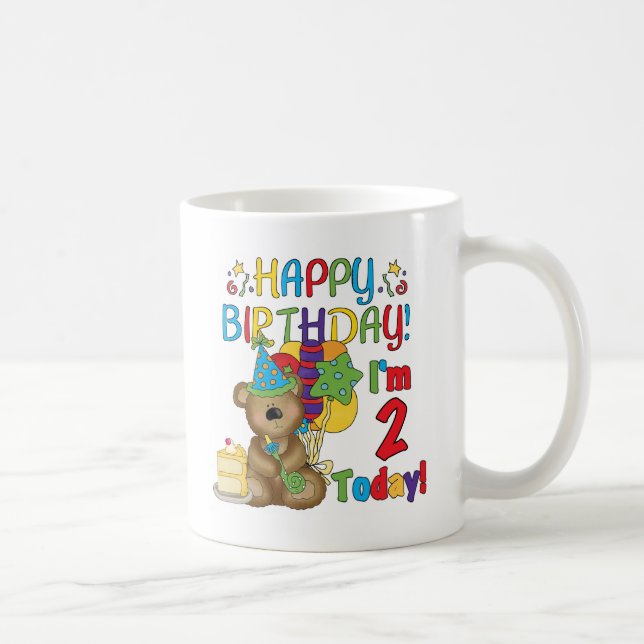 Taza De Café Feliz cumpleaños Teddy Bear segundo cumpleaños (Derecha)
