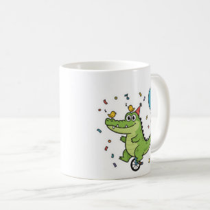 Taza De Café Feliz Cumpleaños Tema de Circo de Cocodrilo Dibujo