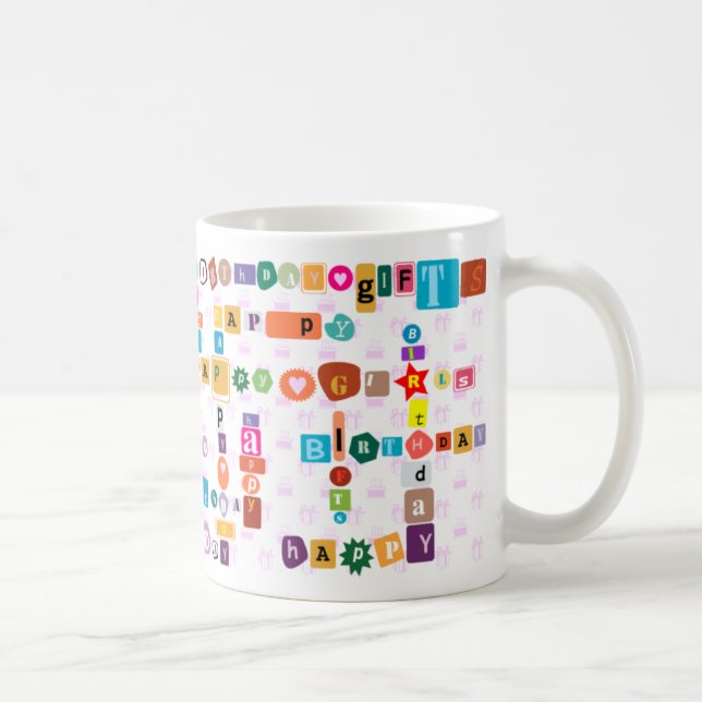 Taza De Café Feliz cumpleaños (wordart) (Derecha)