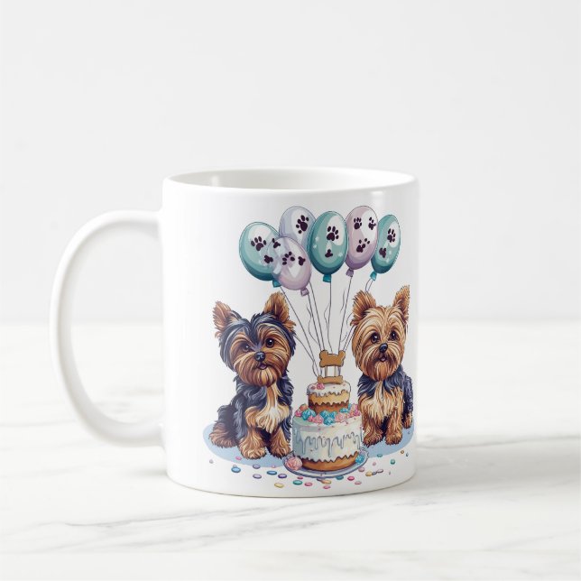 Taza De Café Feliz cumpleaños Yorkie Dog (Izquierda)