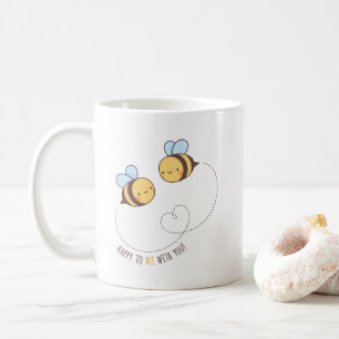Taza De Café Feliz De Estar Contigo, Pareja De Abejas