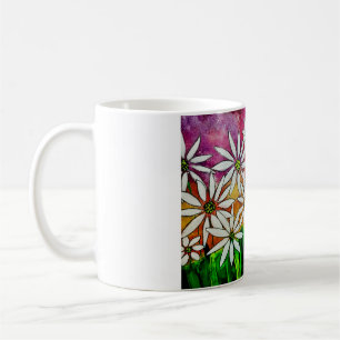 Taza de café feliz de la flor