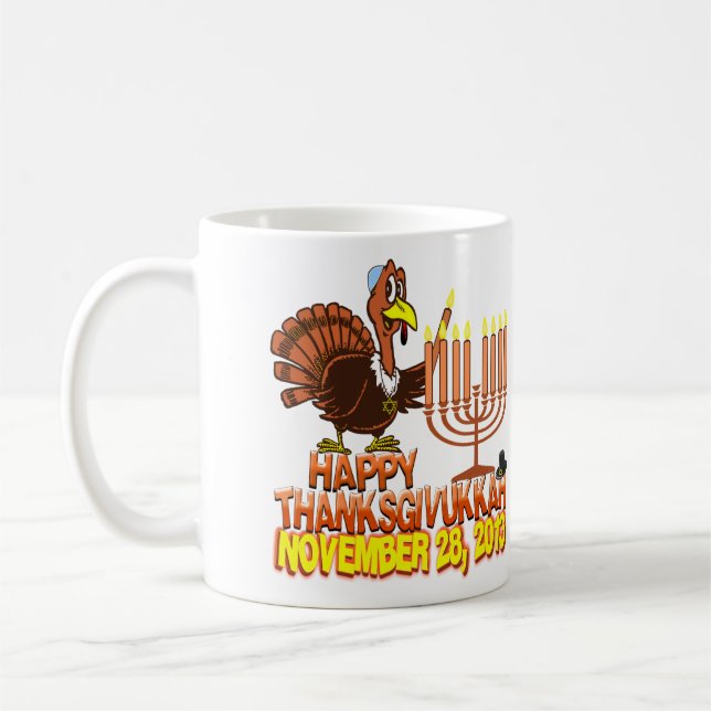 Taza de café feliz de Thanksgivukkah (Izquierda)