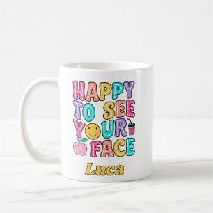 Taza De Café Feliz De Ver Tu Cara Cute Retro Profesor