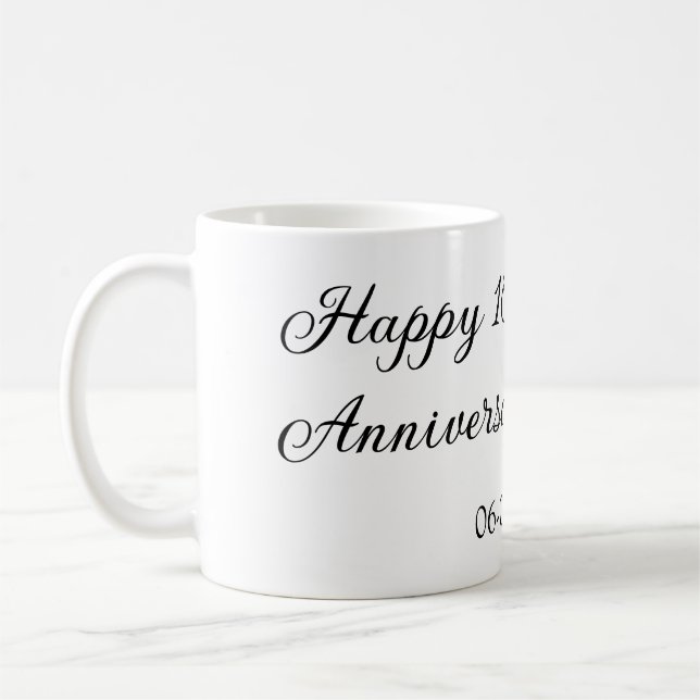 Taza De Café Feliz décimo aniversario simple nombre mínimo de b (Izquierda)
